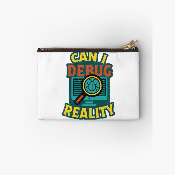 Item preview, Can I Debug Reality T-Shirt witty t-shirt design features a computer screen with a magnifying glass highlighting a bug, designed and sold by Koony House and Field.