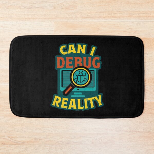 Item preview, Can I Debug Reality T-Shirt witty t-shirt design features a computer screen with a magnifying glass highlighting a bug, designed and sold by Koony House and Field.