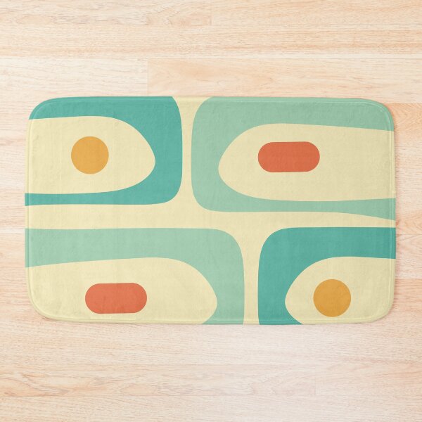 Item preview, Mid Century Modern Abstract Minimalist Piquet Pattern in Retro Light Teal and Orange designed and sold by kierkegaard.