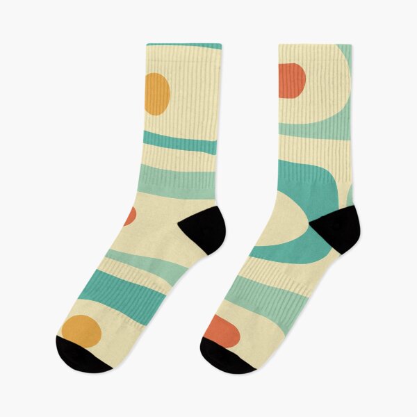Item preview, Mid Century Modern Abstract Minimalist Piquet Pattern in Retro Light Teal and Orange designed and sold by kierkegaard.