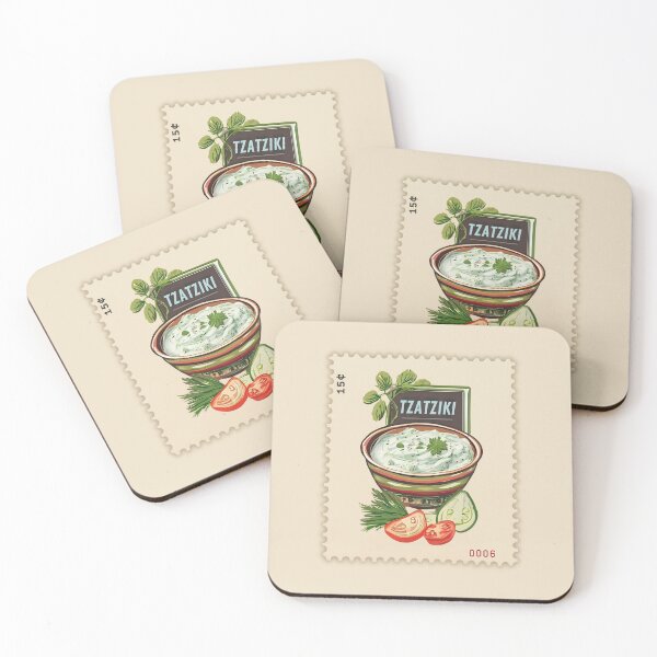 Item preview, Greek Tzatziki Stamp – Retro Mediterranean Food Illustration designed and sold by Ivy-Triggs.