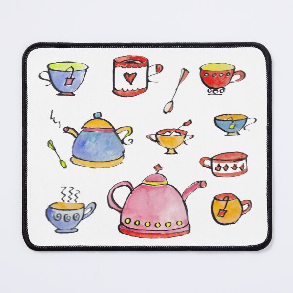 Item preview, But First, Tea! Watercolor Teapot Teacup Pattern designed and sold by MaryKunzGoldman.