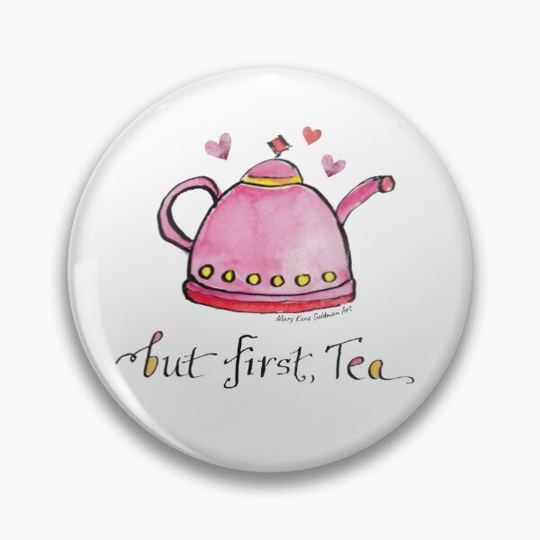 Item preview, But First, Tea! Watercolor Teapot Teacup Pattern designed and sold by MaryKunzGoldman.