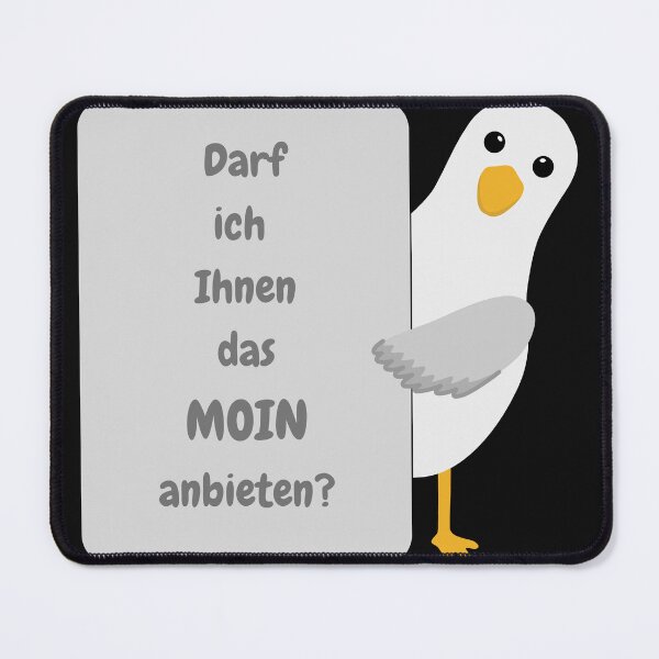 Item preview, Seagull with sign – “May I offer you the MOIN?” Funny design designed and sold by Fies-und-Fein.