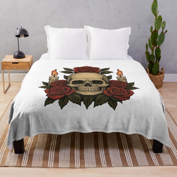 Item preview, Halloween Vintage Skull with Roses – Gothic Tattoo Style designed and sold by VeroChaos.