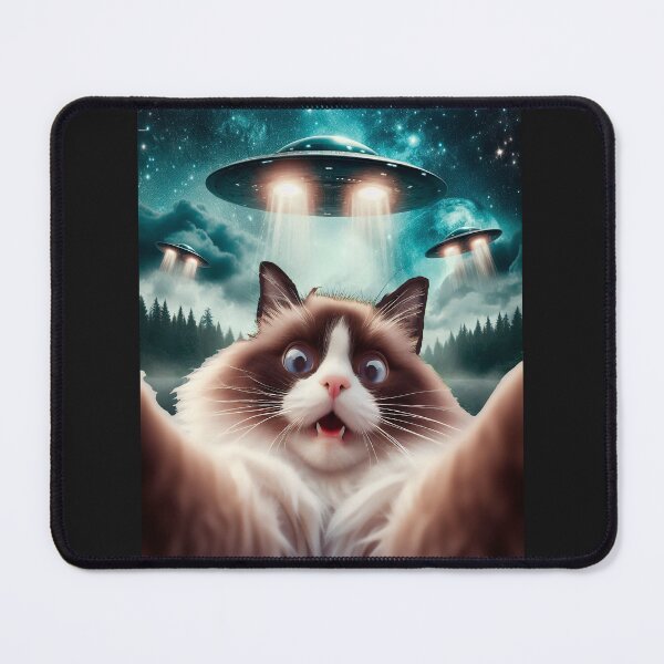 Item preview, Cat selfie with UFO alien attack  designed and sold by erozzz.