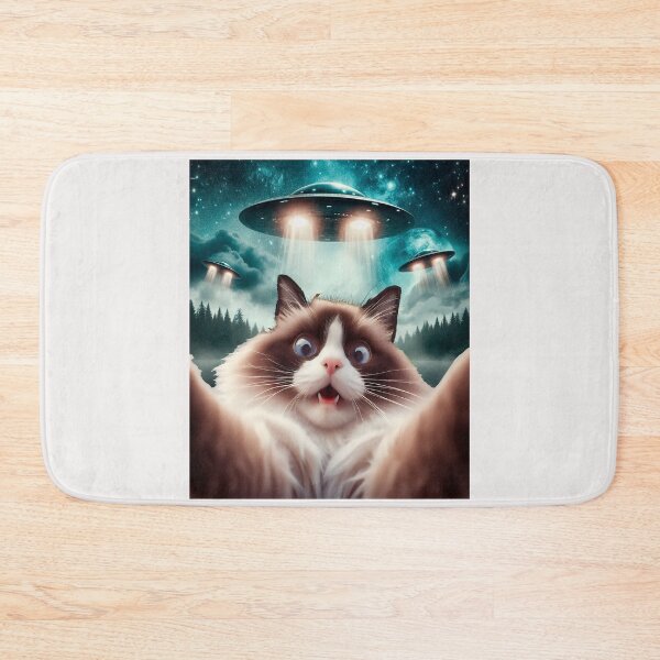 Item preview, Cat selfie with UFO alien attack  designed and sold by erozzz.