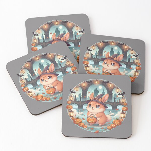 Item preview, Kawaii Halloween Prague Imp-Bunny on Charles Bridge – Cute Night Scene  designed and sold by FixwellStudio.