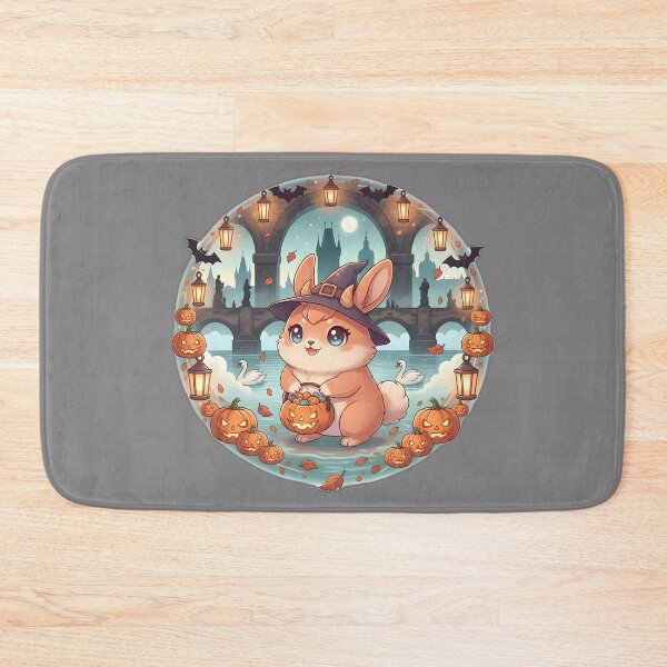Item preview, Kawaii Halloween Prague Imp-Bunny on Charles Bridge – Cute Night Scene  designed and sold by FixwellStudio.