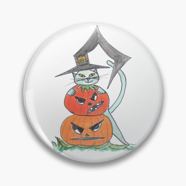 Item preview, blue Cat with 2 Pumpkins, blaue Katze mit 2 Kürbissen designed and sold by Anke‘s Bazaar.