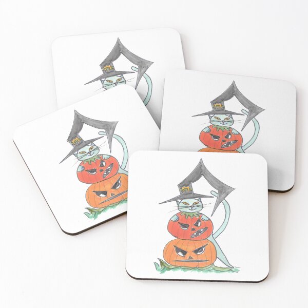 Item preview, blue Cat with 2 Pumpkins, blaue Katze mit 2 Kürbissen designed and sold by Anke‘s Bazaar.