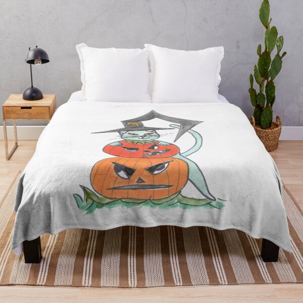 Item preview, blue Cat with 2 Pumpkins, blaue Katze mit 2 Kürbissen designed and sold by Anke‘s Bazaar.
