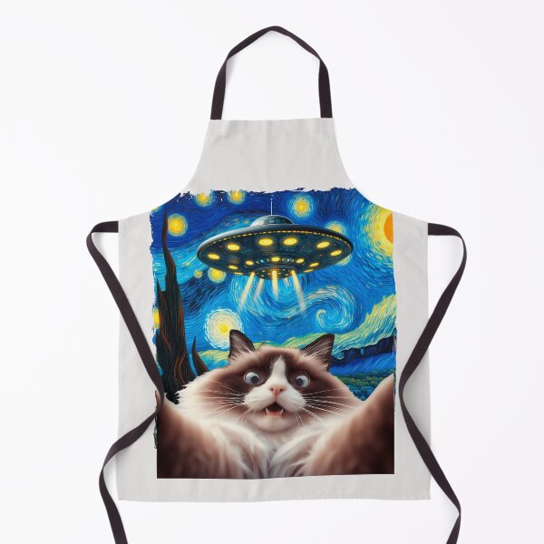 Item preview,  Cat selfie and starry night UFO alien invasion designed and sold by erozzz.