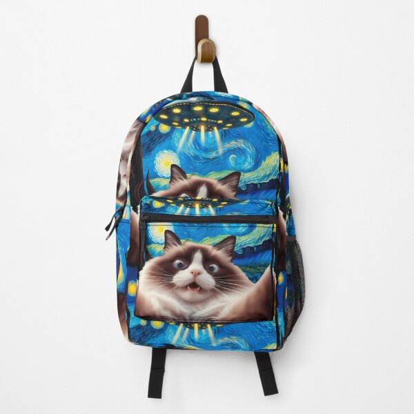 Item preview,  Cat selfie and starry night UFO alien invasion designed and sold by erozzz.