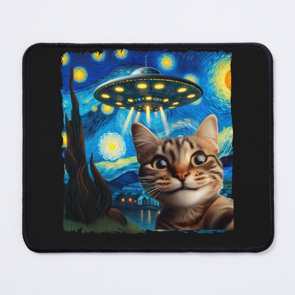 Item preview, Cat lovers gifts selfie and UFO alien invasion designed and sold by erozzz.