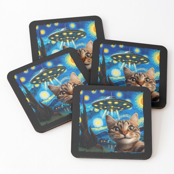 Item preview, Cat lovers gifts selfie and UFO alien invasion designed and sold by erozzz.