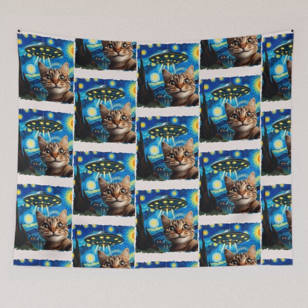 Item preview, Cat lovers gifts selfie and UFO alien invasion designed and sold by erozzz.