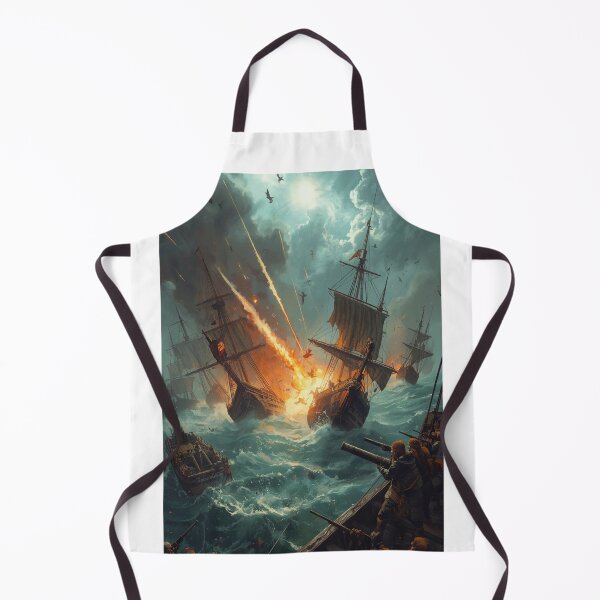 Item preview, Storm of War – Vintage Naval Battle Art Print Featuring Historic Sailing Warships designed and sold by Mythic Tide.