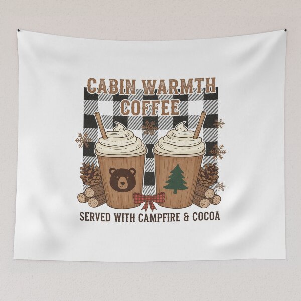 Item preview, CABIN WARMTH COFFEE SAERVED WITH CAMPFIRE AND COCOA - CHRISTMAS LATTE designed and sold by justyna-s28.