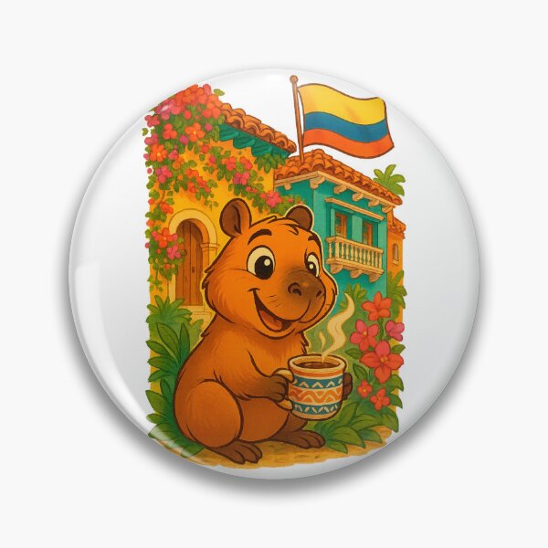 Item preview, Happy Capybara with Coffee in Colombia designed and sold by CapyToon.