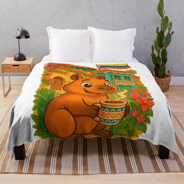 Item preview, Happy Capybara with Coffee in Colombia designed and sold by CapyToon.