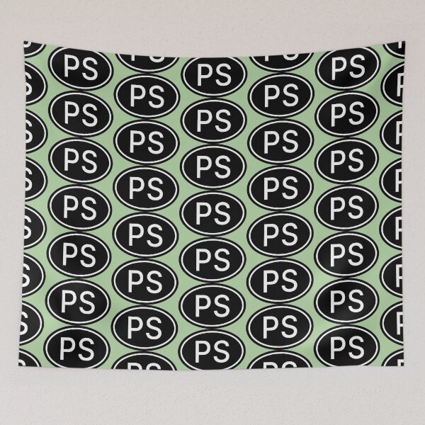 Item preview, PS Initials Monogram Oval White Letters designed and sold by Jeallan Designs.