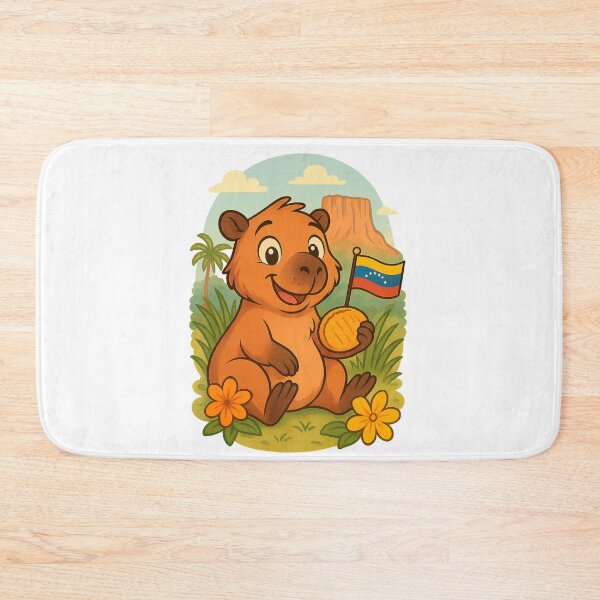 Item preview, Cute Capybara with Venezuelan Flag and Arepa designed and sold by CapyToon.