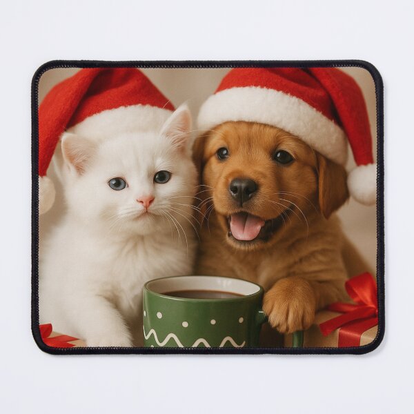 Item preview, Festive Kitten and Puppy drink hot drink designed and sold by mariana83.