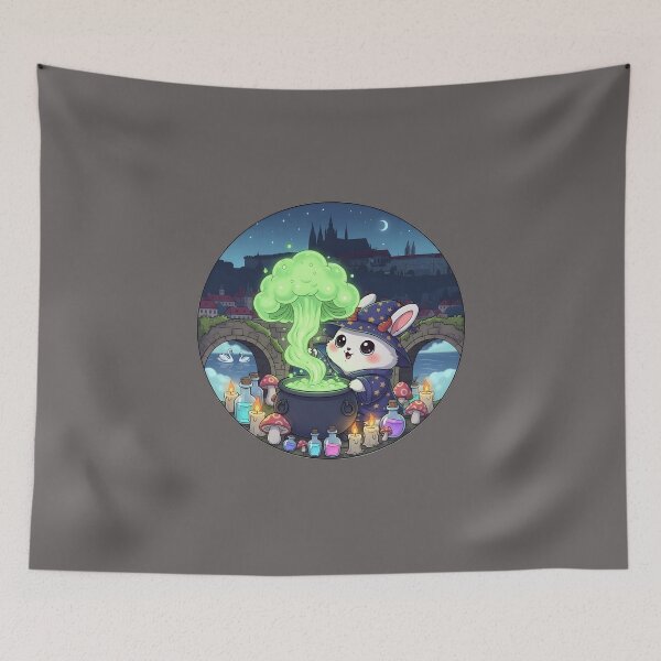 Item preview, Prague Castle Cauldron Night — Kawaii Wizard Imp-Bunny  designed and sold by FixwellStudio.