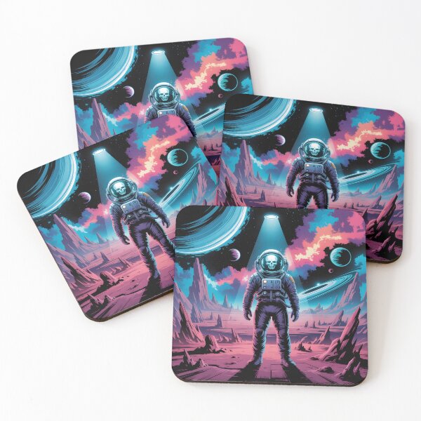 Item preview, Neon Cosmic Explorer – Astronaut Skull Sci-Fi Art designed and sold by WinkWild.