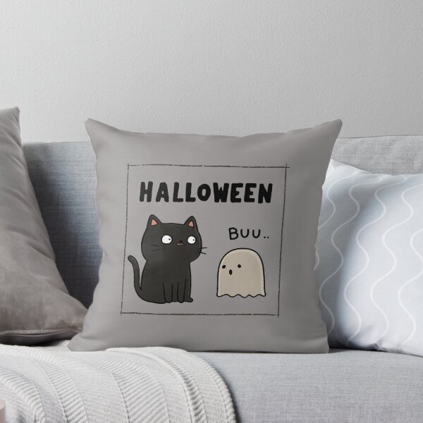 Item preview, Halloween with Cat and Ghost...Buu.. designed and sold by CoputerEasel.
