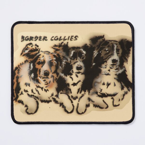 Item preview, Three young Border Collies lie together on the floor. designed and sold by marysfarbklecks.