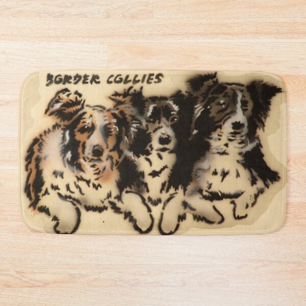 Item preview, Three young Border Collies lie together on the floor. designed and sold by marysfarbklecks.