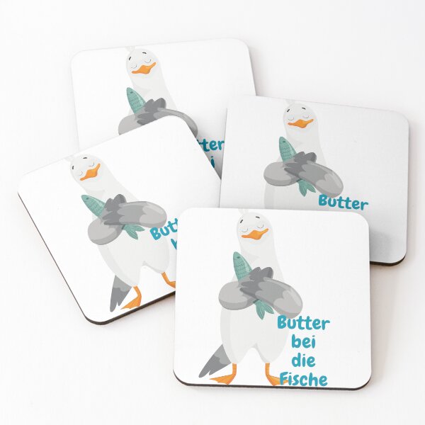 Item preview, Seagull with fish – “Butter bei die Fische” Funny North German design designed and sold by Fies-und-Fein.
