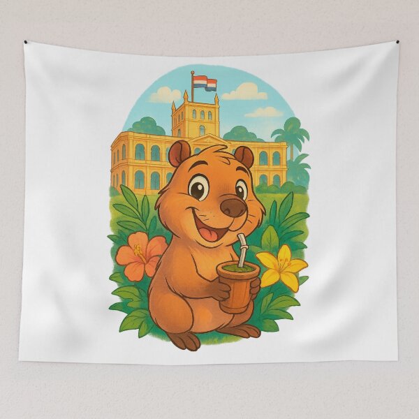 Item preview, Cute Capybara Drinking Tereré in Paraguay designed and sold by CapyToon.