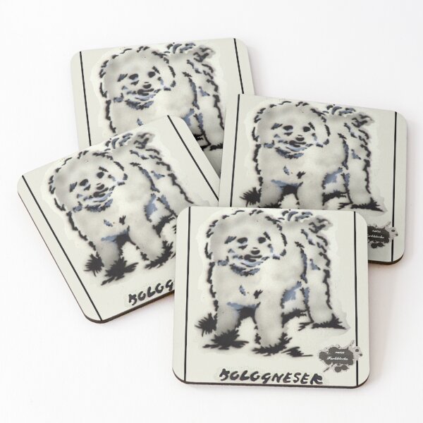 Item preview, The Bolognese dog breed stands in the grass designed and sold by marysfarbklecks.