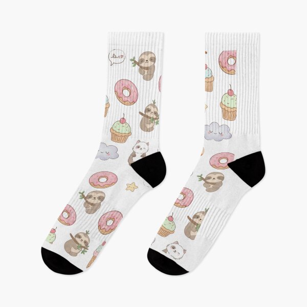 Item preview, Kawaii Cute Fox, Sloth, Donut & Cupcake Pattern designed and sold by pds4.