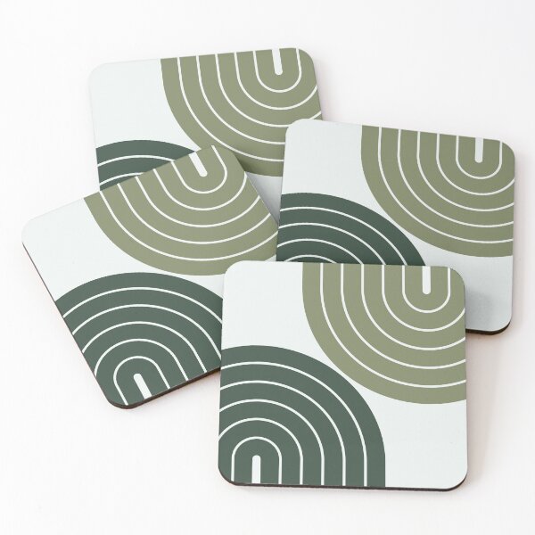 Item preview, Midcentury Modern Geometric Rainbow IVV in Sage Pine Green designed and sold by nineFlorals.