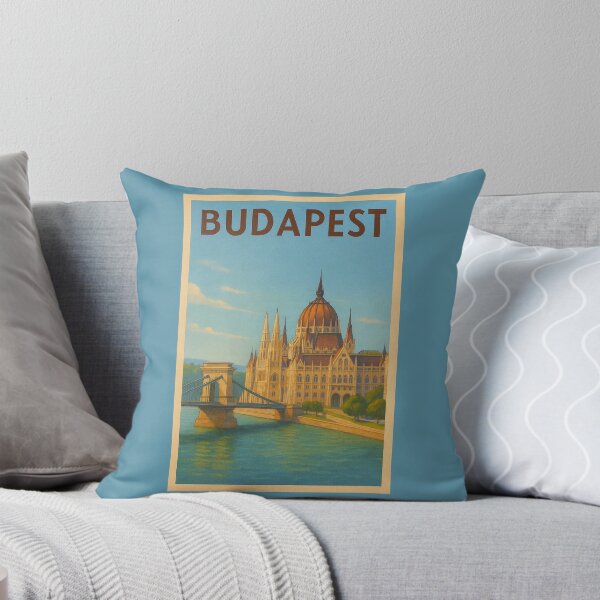 Item preview, Budapest Hungary Travel Art – Parliament Building and Chain Bridge Souvenir designed and sold by Annika Shurafa.