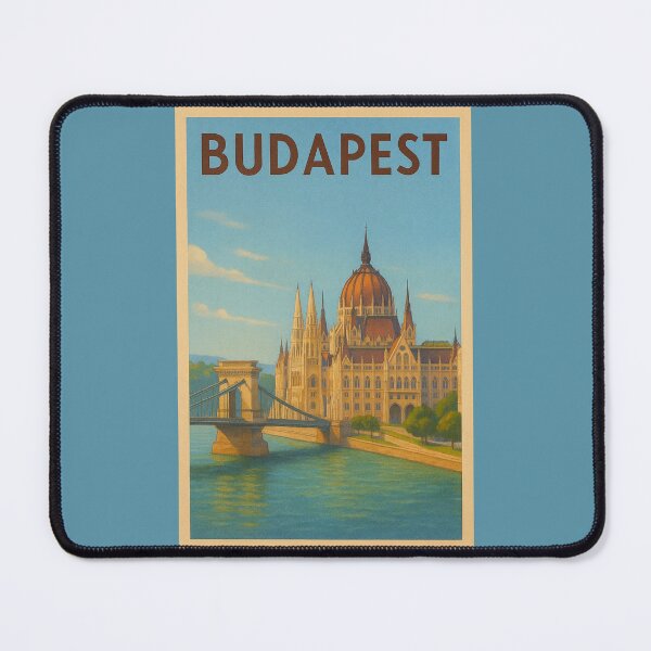 Item preview, Budapest Hungary Travel Art – Parliament Building and Chain Bridge Souvenir designed and sold by Annika Shurafa.