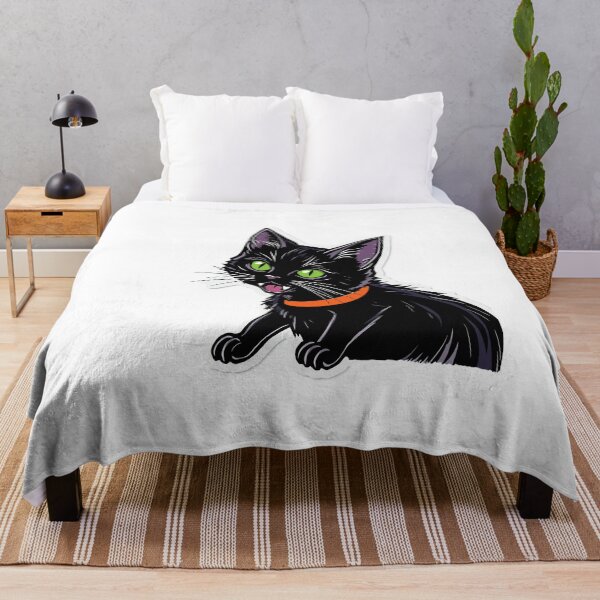 Item preview, Cute Black Cat with Green Eyes – Halloween Sticker Art designed and sold by Mido-artister.