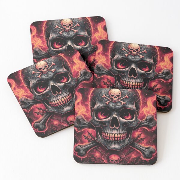 Item preview, Fiery Skull with Crossbones | Dark Gothic Skull Art Design designed and sold by Linda Roisum.