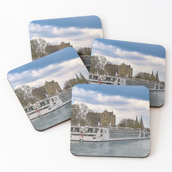 Item preview, River cruise ships anchored on the Danube river in Regensburg, Bavaria, Germany designed and sold by goceris.