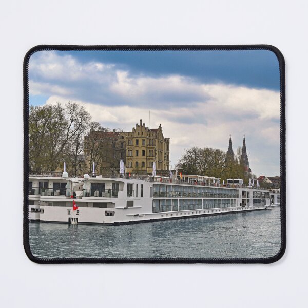Item preview, River cruise ships anchored on the Danube river in Regensburg, Bavaria, Germany designed and sold by goceris.