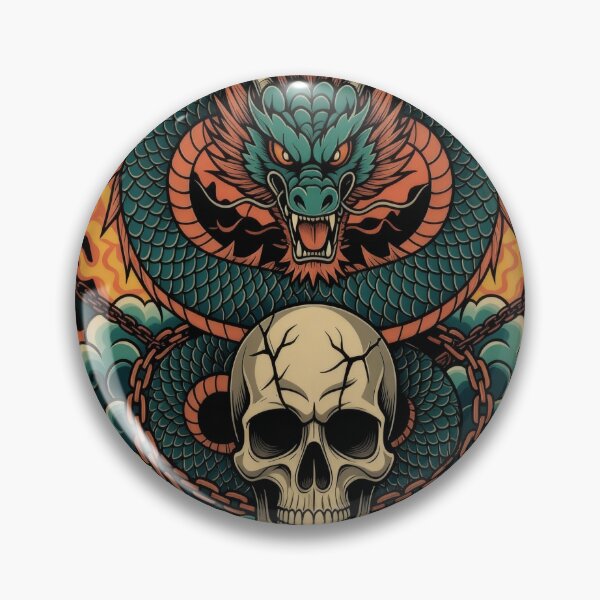 Item preview, Fierce Dragon and Skull Tattoo Art designed and sold by Linda Roisum.