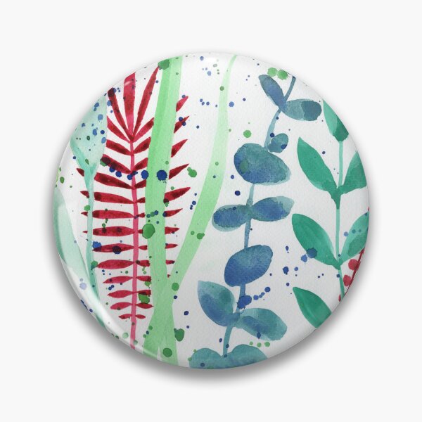 Item preview, Botanical Watercolor Leaves And Branches Red Green Teal I  designed and sold by Irina Sztukowski.