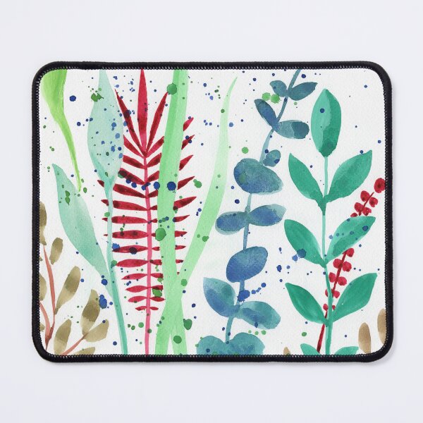 Item preview, Botanical Watercolor Leaves And Branches Red Green Teal I designed and sold by Irina Sztukowski.
