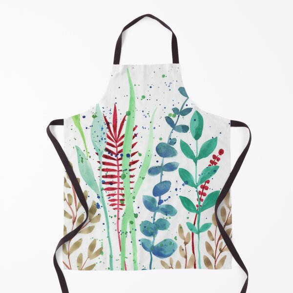 Item preview, Botanical Watercolor Leaves And Branches Red Green Teal I designed and sold by Irina Sztukowski.