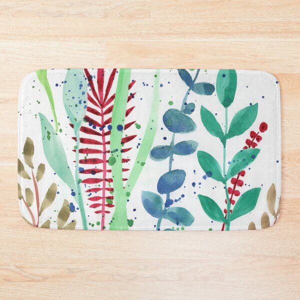 Item preview, Botanical Watercolor Leaves And Branches Red Green Teal I  designed and sold by Irina Sztukowski.