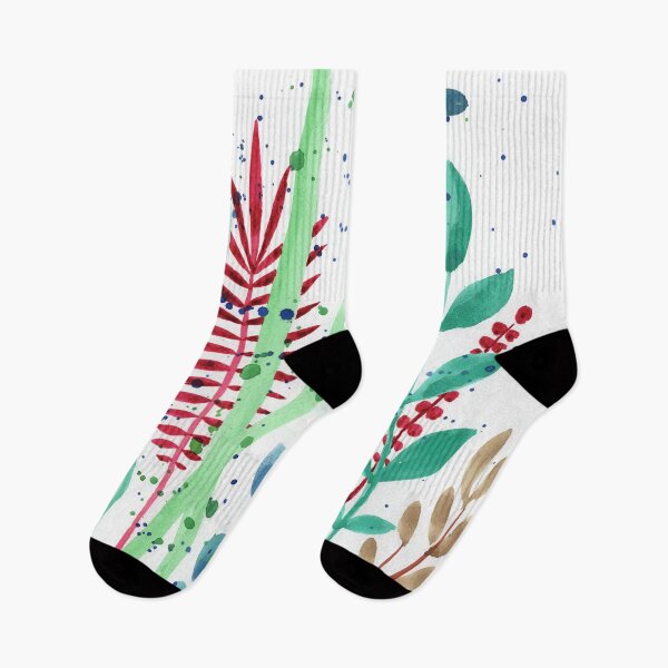 Item preview, Botanical Watercolor Leaves And Branches Red Green Teal I  designed and sold by Irina Sztukowski.